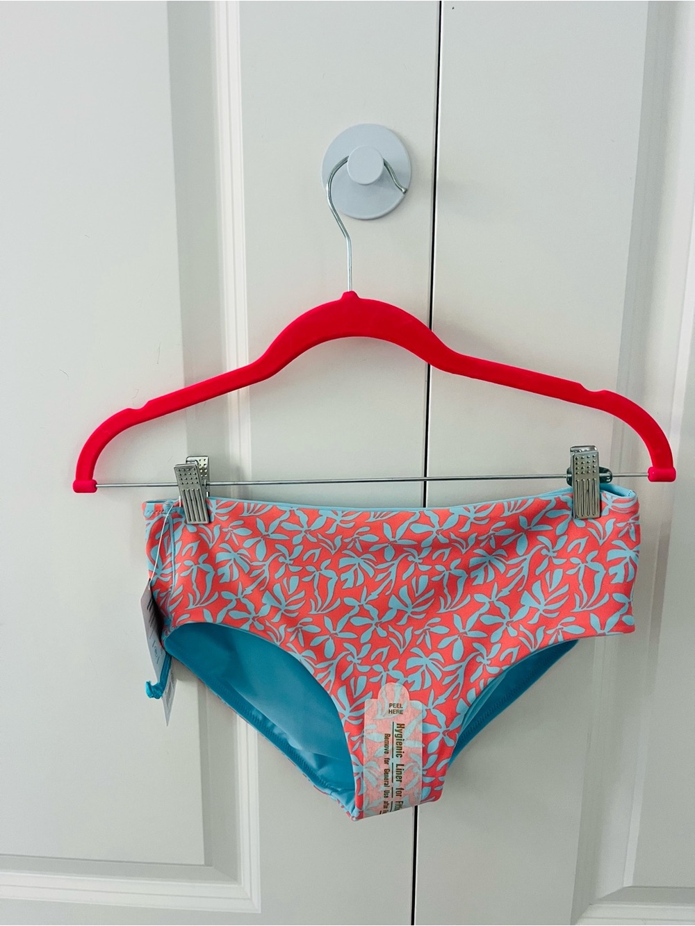 Athleta Girl XXL/16 reversible Coral & blue mid rise quick dry Swim Bottoms NWT